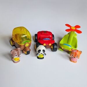 Timber Tots Vulli Klorofil Helicopter, Trike, & Car Lot With Characters